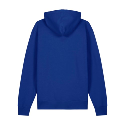 Sudadera con capucha azul oscuro de algodn con capucha y bolsillo canguro.