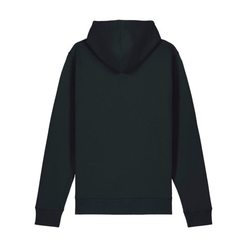 Sudadera con capucha negra de mezcla de algodn con bolsillo tipo canguro.