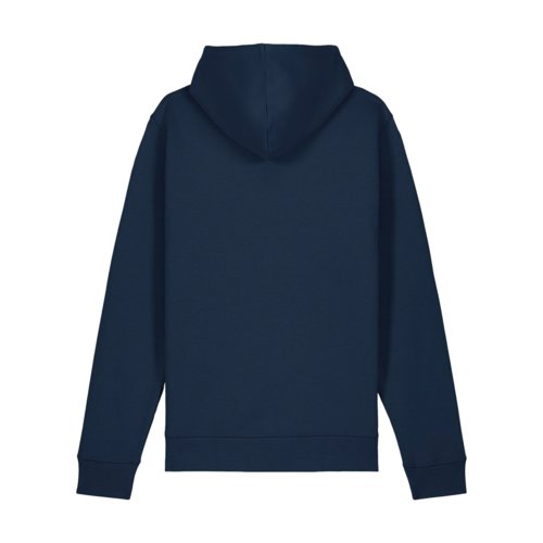 Sudadera con capucha azul marino de algodn y polister con capucha y bolsillo canguro.
