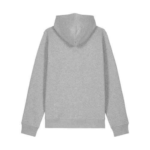 Sudadera con capucha gris jaspeado en mezcla de algodn con capucha y cordn.