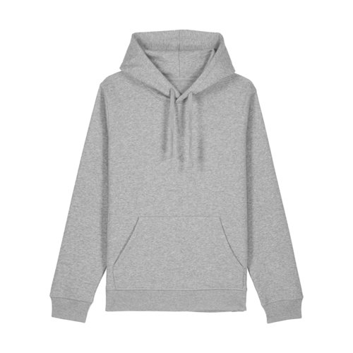Sudadera con capucha gris jaspeada en mezcla de algodn con capucha y bolsillo canguro.