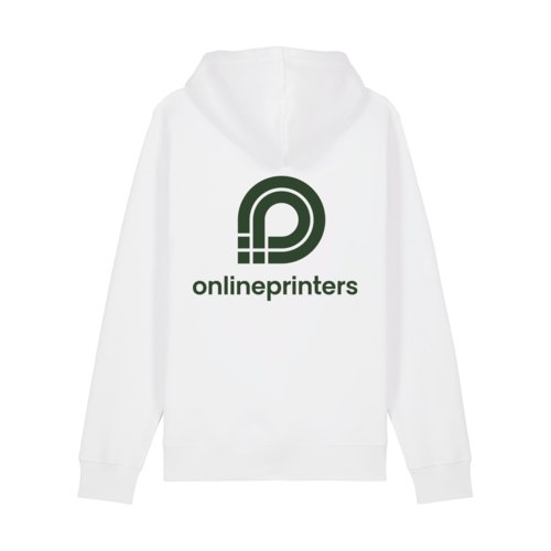 Sudadera blanca de mezcla de algodn con capucha y bolsillo tipo canguro.