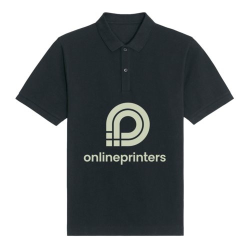 Polo oscuro de algodn de corte unisex con tapeta de botones.