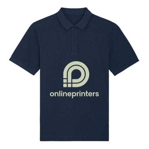 Polo azul marino de algodn orgnico con tapeta de botones corta.