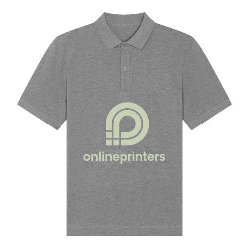 Polo de algodn orgnico jaspeado gris con tapeta de botones.