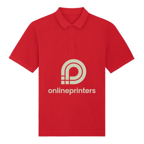Polo rojo de algodn orgnico con tapeta de botones corta.