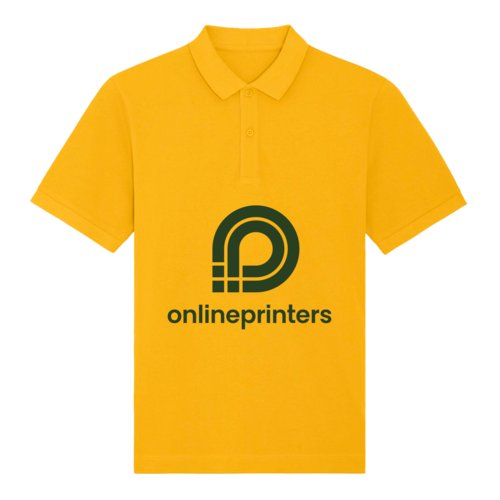 Polo amarillo de algodn orgnico con tapeta de botones corta.