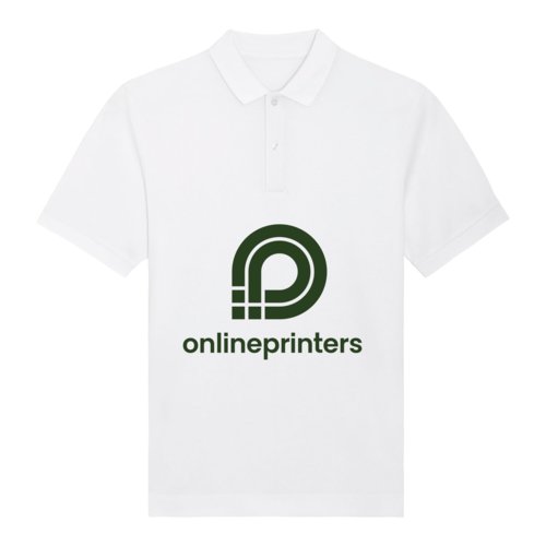 Polo blanco de algodn orgnico con mangas cortas y tapeta de botones.
