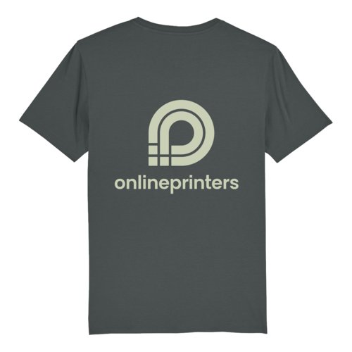 Camiseta unisex de color antracita hecha de algodn orgnico con mangas cortas.
