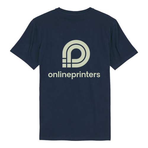 Camiseta unisex azul marino de algodn orgnico con mangas cortas.