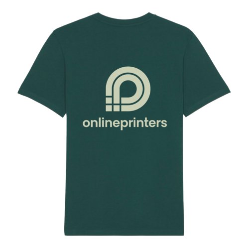 Camiseta de algodn verde oscuro con mangas cortas y cuello redondo.