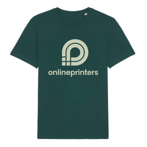 Camiseta de algodn verde oscuro con mangas cortas y cuello redondo.
