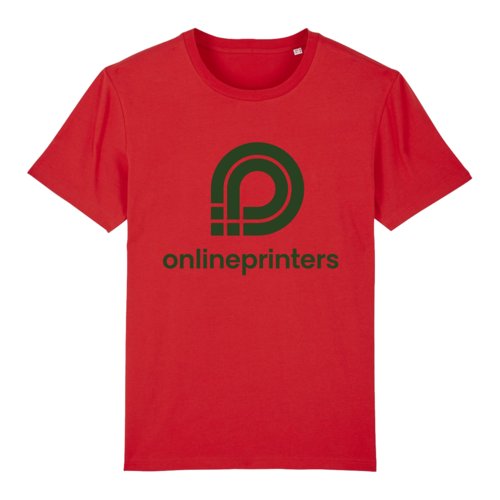 Camiseta roja de algodn orgnico con mangas cortas.