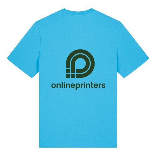 Camiseta color aguamarina de algodn orgnico, corte unisex, con mangas cortas.