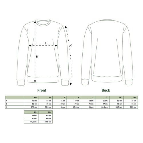Sudadera unisex de tela con cuello redondo y mangas largas.