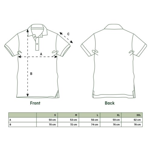 Polo unisex de tela con mangas cortas y tapeta de botones.