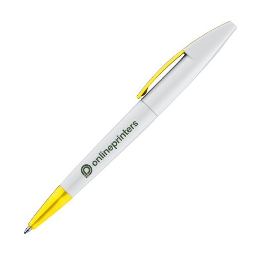Bolgrafo giratorio amarillo con clip.