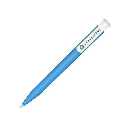 Bolgrafo azul de bioplstico con clip.