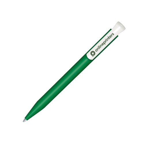 Bolgrafo de bioplstico verde con mecanismo de pulsacin.