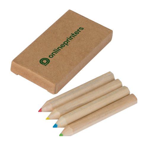 Lpices de colores color madera en caja de cartn.
