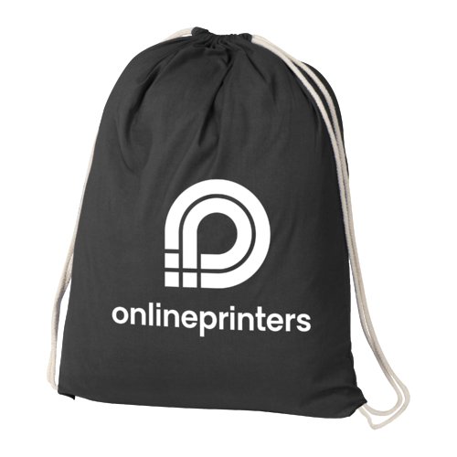 Bolsa de gimnasio negra de algodn con cordn.