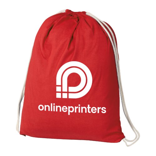 Bolsa de gimnasio roja de algodn con cordn.