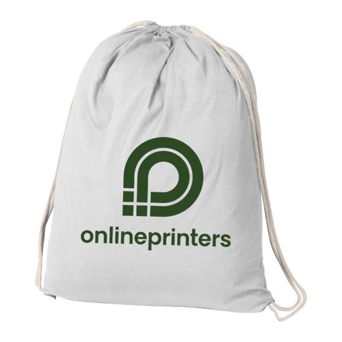 Bolsa de gimnasio blanca de algodn con cordn.
