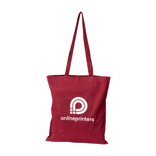 Bolsa de algodn burdeos con asas largas.