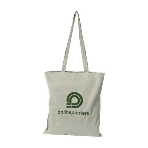 Bolsa de algodn gris con asas de transporte.