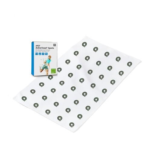 Toalla deportiva blanca de microfibra, absorbente y de secado r�pido.