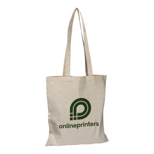 Bolsa de algodn beige con asas y patrn.