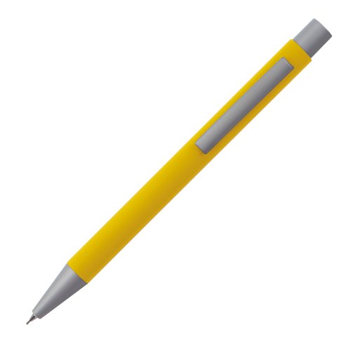 Portaminas de plstico amarillo con clip.