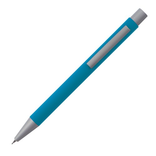 Portaminas de plstico azul claro con clip.