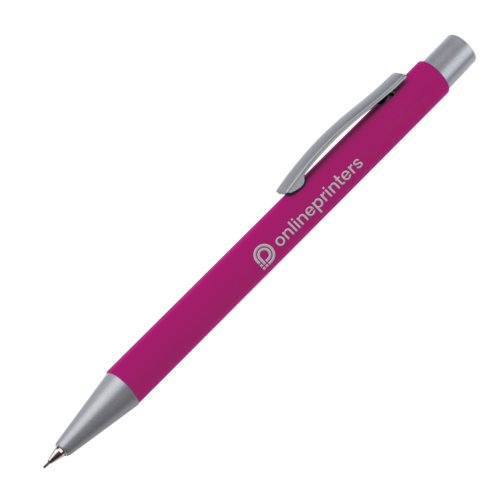 Portaminas rosa con clip y minas.