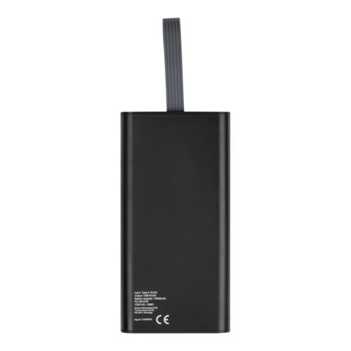 Batera externa transparente con puertos USB y correa.