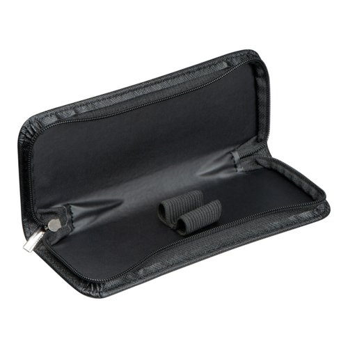 Estuche negro de RPU con cremallera.