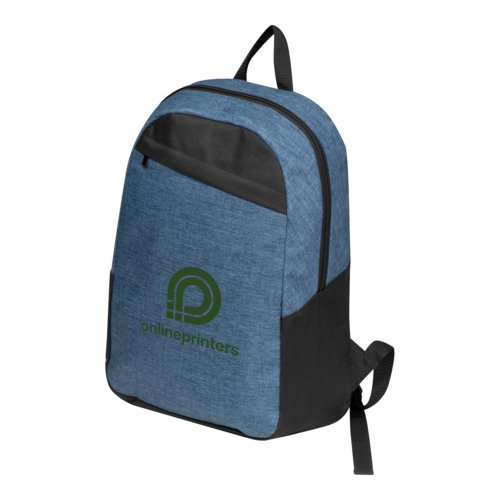 Mochila azul oscuro de material resistente con correas ajustables.