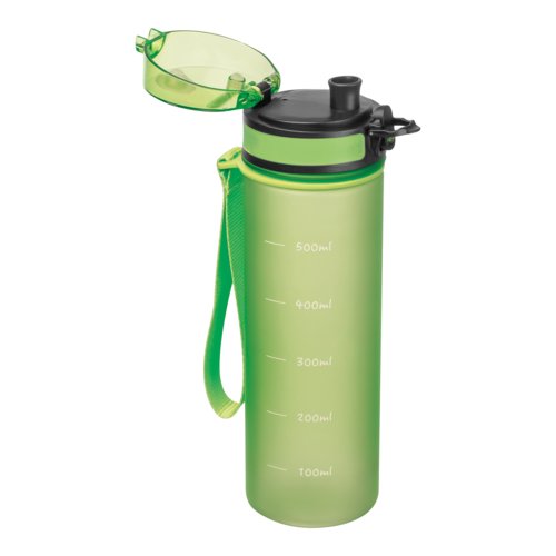 Botella de agua de tritn verde manzana con asa.