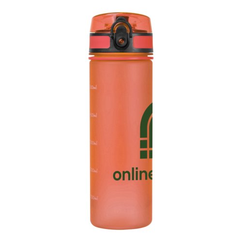 Botella de agua naranja de Tritan con tapa.