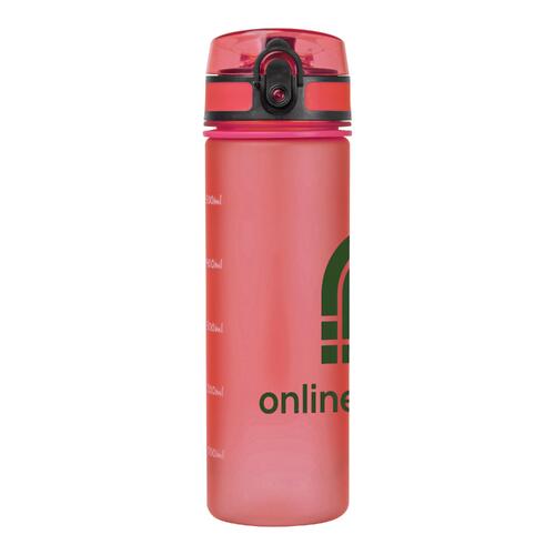 Botella de agua rosa de trit�n con tap�n de rosca.