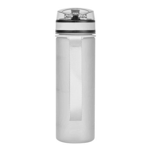Botella de agua transparente de Tritn con asa de transporte.