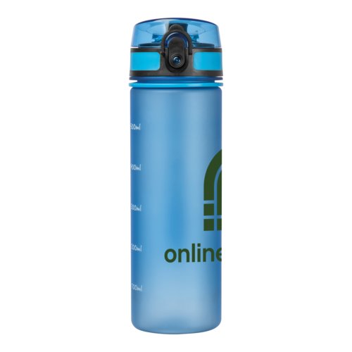 Botella de Tritn azul claro con tapa a prueba de fugas.