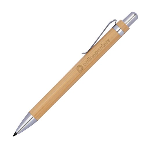 Bolgrafo de bamb color madera con clip.