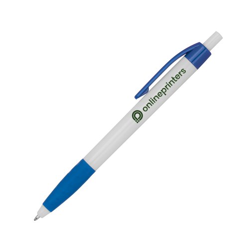 Bolgrafo azul de plstico con clip.