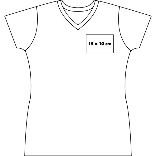 Camiseta blanca de algodn con cuello en V para mujer.
