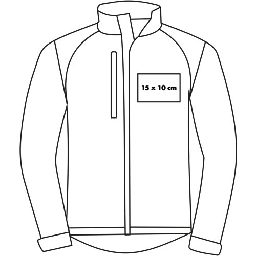 Chaqueta softshell para hombre con cremallera completa y bolsillos laterales.