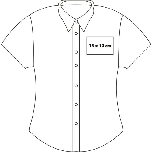 Blusa de manga corta para mujer con tapeta de botones y cuello.