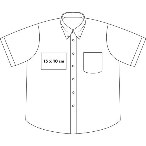 Camisa clara de algodn de manga corta para hombre con tapeta de botones.