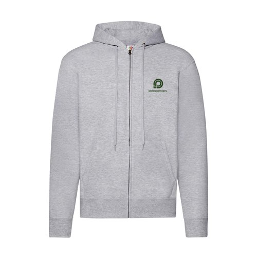 Chaqueta con capucha y cremallera completa para hombre en mezcla de algodn jaspeado gris.