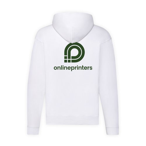 Chaqueta con capucha blanca de mezcla de algodn para hombre con cremallera completa.